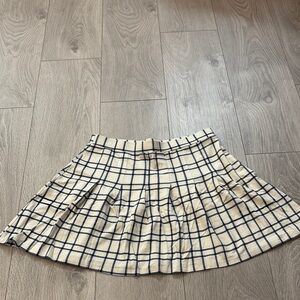 BP Cream Pleated Skater Mini Skirt